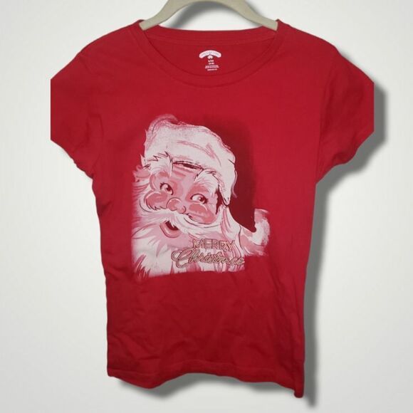 Holiday Time T Shirt Size S 4 6 Red Pull Over Short Sleeve vintage Santa… - Picture 2 of 4
